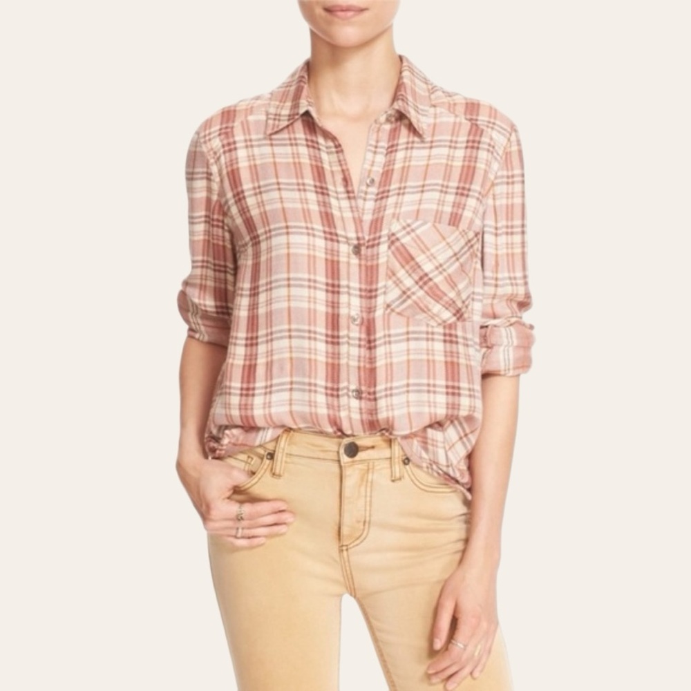 Free People Joplin Plaid Button Down Shirt 💕